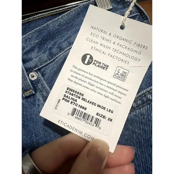 NWT Etica Jeans Women's Stanton Relaxed Wide Leg Salina Denim Jeans Size 28 - Picture 6 of 13